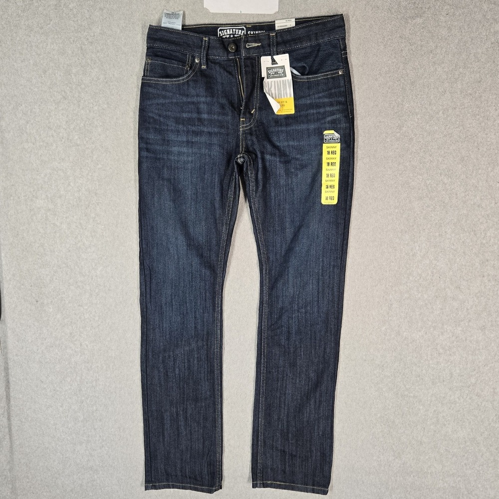 Signature By Levi's Girls Jeans 18 Denim Skinny Dark Wash 31" Inseam NWT